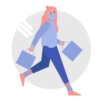 Safe Shopping While Pandemic Stock Illustration