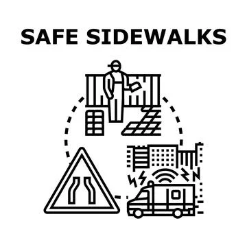 Safe sidewalks infrastructure development and urban safety Stock Illustration