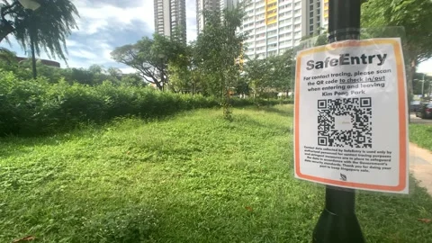 Safe Social Distancing Measures in the Park Stock Footage 132023909