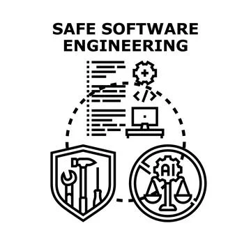 Safe software engineering for secure development process Stock Illustration