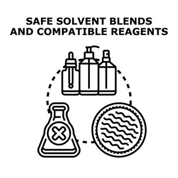 Safe solvent blends and compatible cosmetic reagents concept Stock Illustration