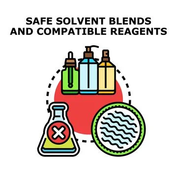 Safe solvent blends and compatible cosmetic reagents concept Stock Illustration