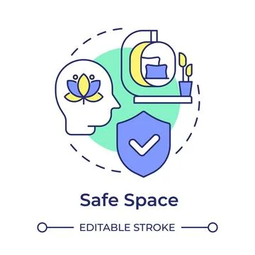 Safe space flat linear concept icon Stock Illustration