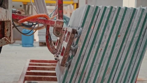 Safe Stone Slab Movement with Vacuum System Video stock 304239695