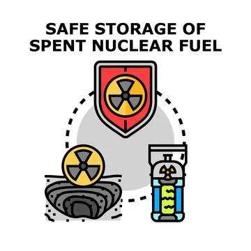 Safe storage of spent nuclear fuel concept vector Illustrazione stock