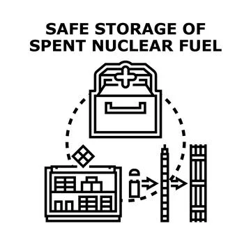 Safe storage of spent nuclear fuel concept Stock Illustration