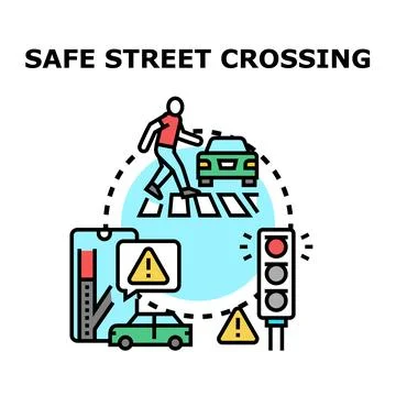 Safe street crossing concept vector illustration Stock Illustration