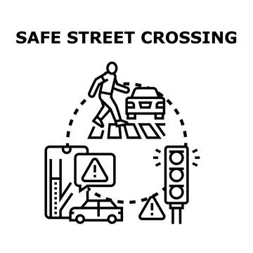 Safe street crossing concept vector illustration Stock Illustration