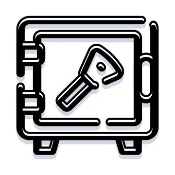 Safe strongbox locking with security key icon Stock Illustration
