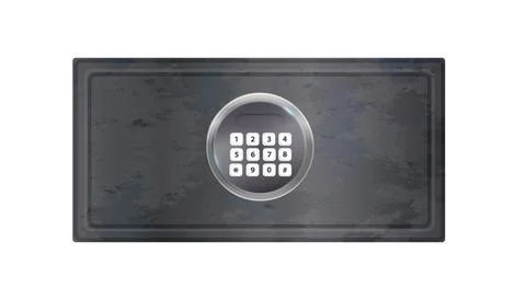 Safe Strongbox Vault Locker 3D Doors Set, Chrome Steel Banking Safes and Secure Illustrazione stock