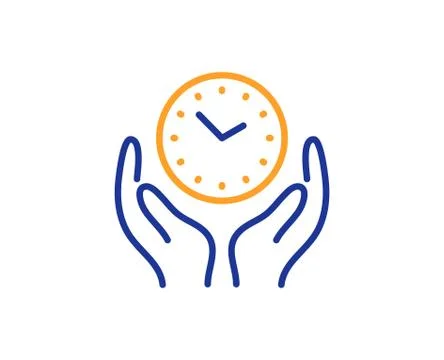 Safe time line icon. Clock sign. Hold watch. Vector Illustrazione stock