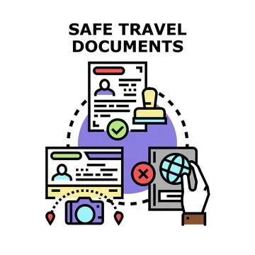 Safe travel documents secure international journey requirements Stock Illustration