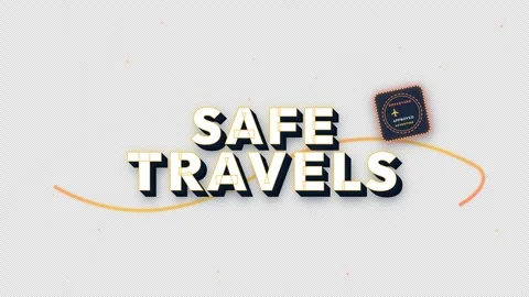 Safe travels animated design with compass and travel badge elements Stock Footage 344610281