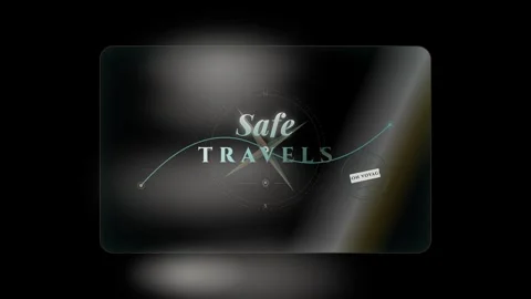 Safe travels header on opaque black background with compass design Stock Footage 344513465