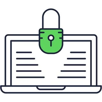 Safe user interface icon vector laptop on white Stock Illustration