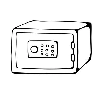 Safe vault doodle icon security finance protection banking hand drawn illus.. Stock Illustration