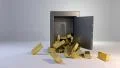 Safe vault fall spill gold bars falling spilling valuable win land landing 4K 4k or 4k+ Resolution