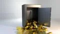 Safe vault opening spilling gold bars golden valuable win HD Footage