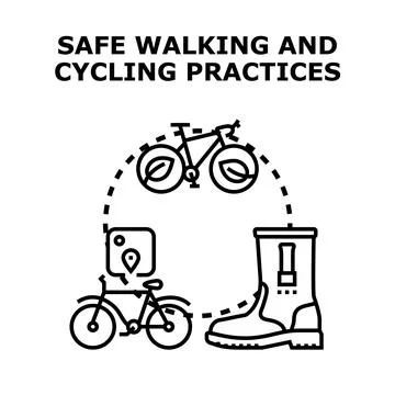 Safe walking and cycling practices concept illustration Stock Illustration