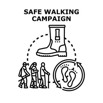 Safe walking campaign promoting outdoor healthy lifestyle Ilustración de archivo