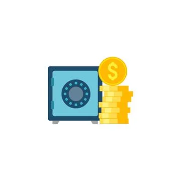 Safe wit Coins Stack Vector Flat Icon 스톡 일러스트