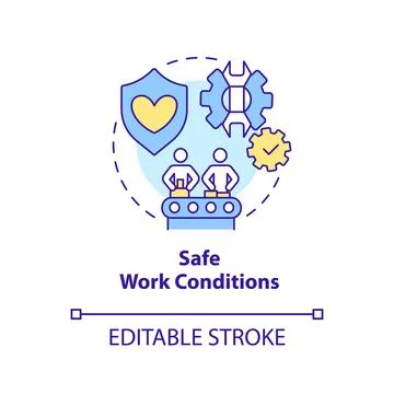 Safe work conditions concept icon Stock Illustration