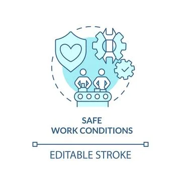 Safe work conditions turquoise concept icon Stock Illustration