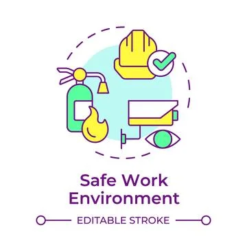 Safe work environment multi color concept icon Stock Illustration