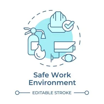 Safe work environment soft blue concept icon Stock Illustration