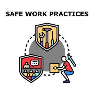 Safe work practices concept illustrating occupational protection and employ.. Stock Illustration
