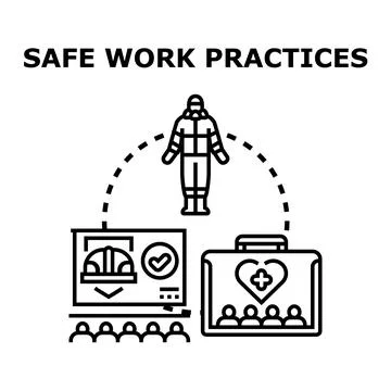 Safe work practices ensuring employee health and protection Stock Illustration