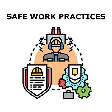 Safe work practices protecting industrial worker health concept Stock Illustration