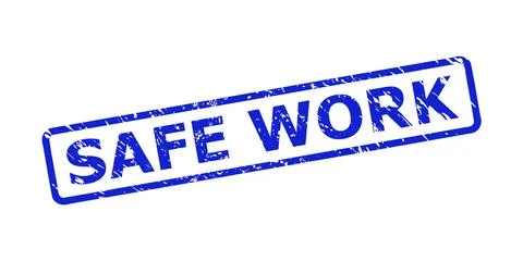 SAFE WORK Stamp with Distress Texture and Rounded Rectangle Frame Stock Illustration