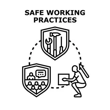 Safe working practices concept for occupational health and safety Stock Illustration