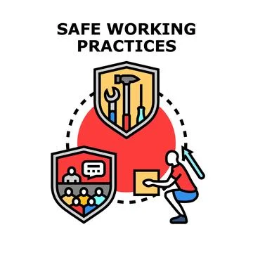 Safe working practices concept for occupational health and safety Stock Illustration