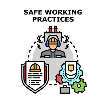 Safe working practices following industrial safety regulations Stock Illustration