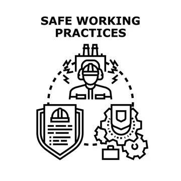 Safe working practices following industrial safety regulations Stock Illustration
