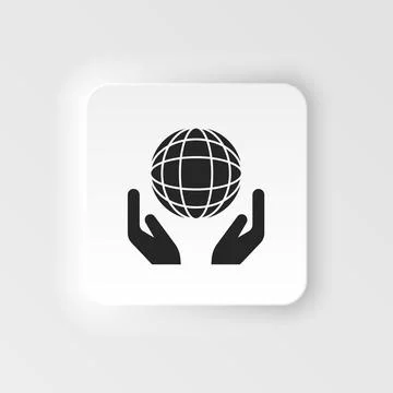 Safe, world. Bioengineering neumorphic style vector icon. Biotechnology for Stock Illustration