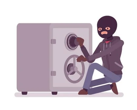 Safecracker ineffectually cracking a safe Stockillustratie