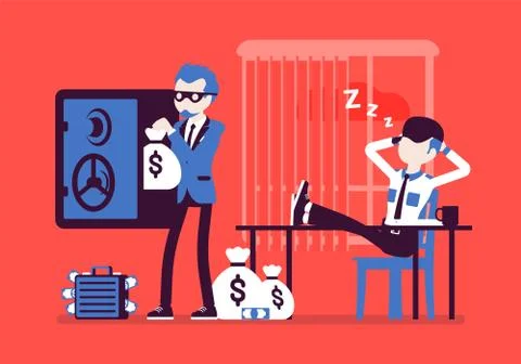 Safecracking man in office Stock Illustration