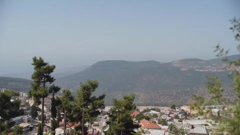 Safed city viewpoint from high angle Israel Video stock 289978910