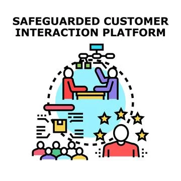 Safeguarded customer interaction platform concept illustration Stock Illustration