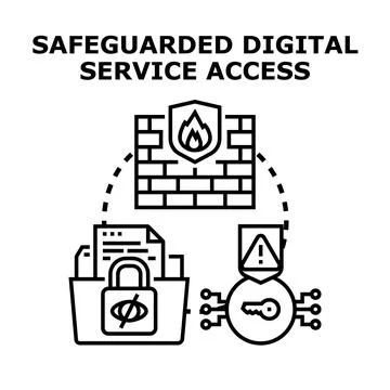 Safeguarded digital service access concept vector illustration Stockillustratie