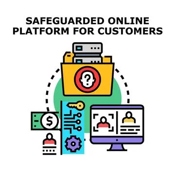 Safeguarded online platform for customer data management Stock Illustration
