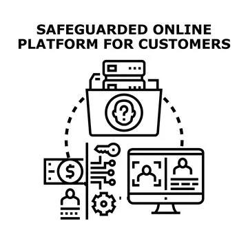 Safeguarded online platform for customer data management Stockillustratie