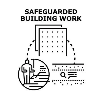 Safeguarding building work process and construction management Stock Illustration