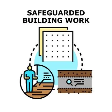 Safeguarding building work process and construction management Stock Illustration