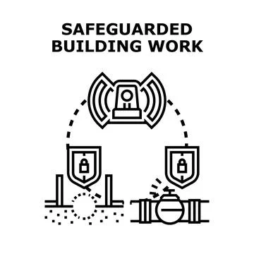 Safeguarding building work site security and infrastructure alarms Stock Illustration