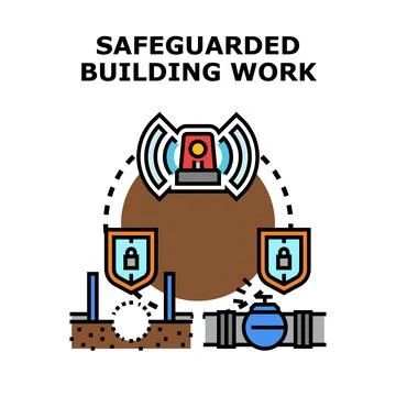 Safeguarding building work site security and infrastructure alarms Stock Illustration