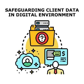 Safeguarding client data in digital corporate environment Stock Illustration